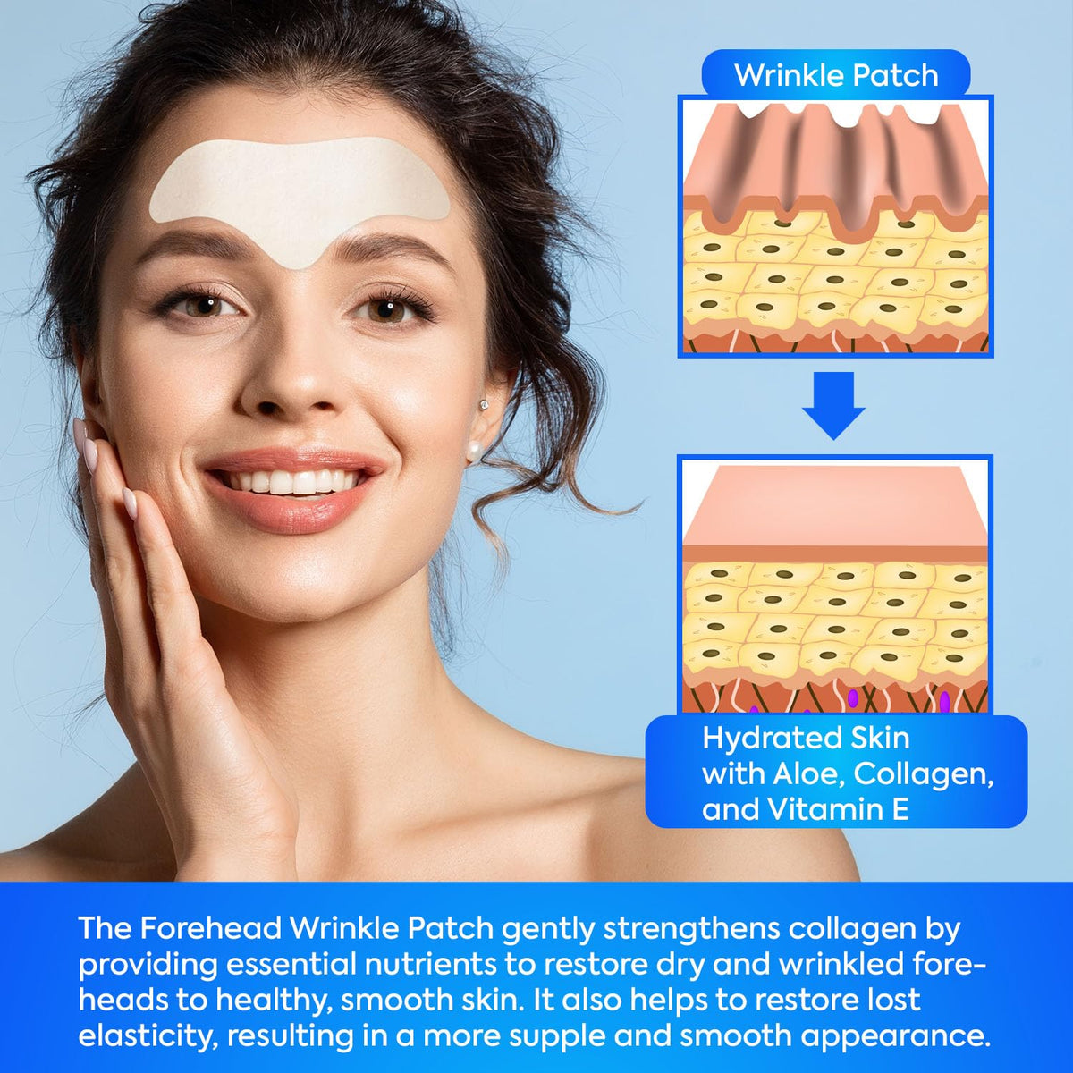SILKDERMIS patch worn on forehead during sleep for hydration