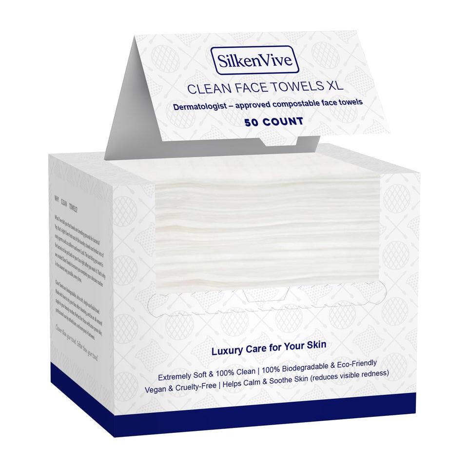 SilkenVive front packaging showing 50-count towels and travel-ready benefits