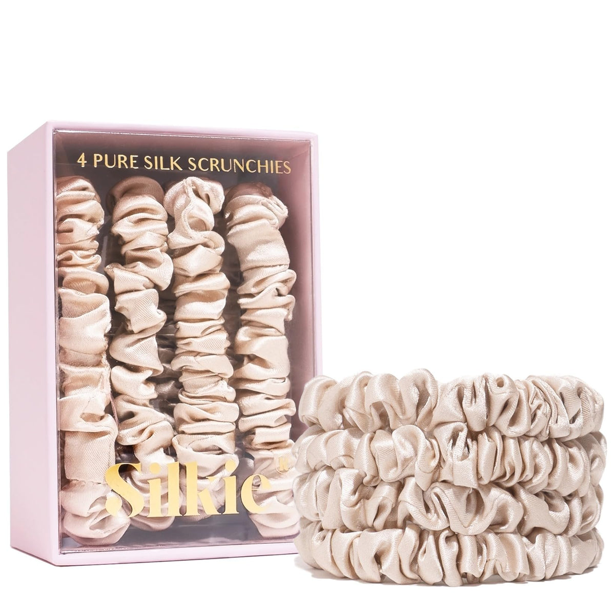 Silkie front packaging with champagne pouch showing neat travel benefit