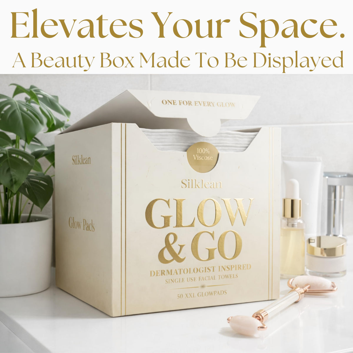 Silklean towel displayed on vanity to show clean-beauty lifestyle use
