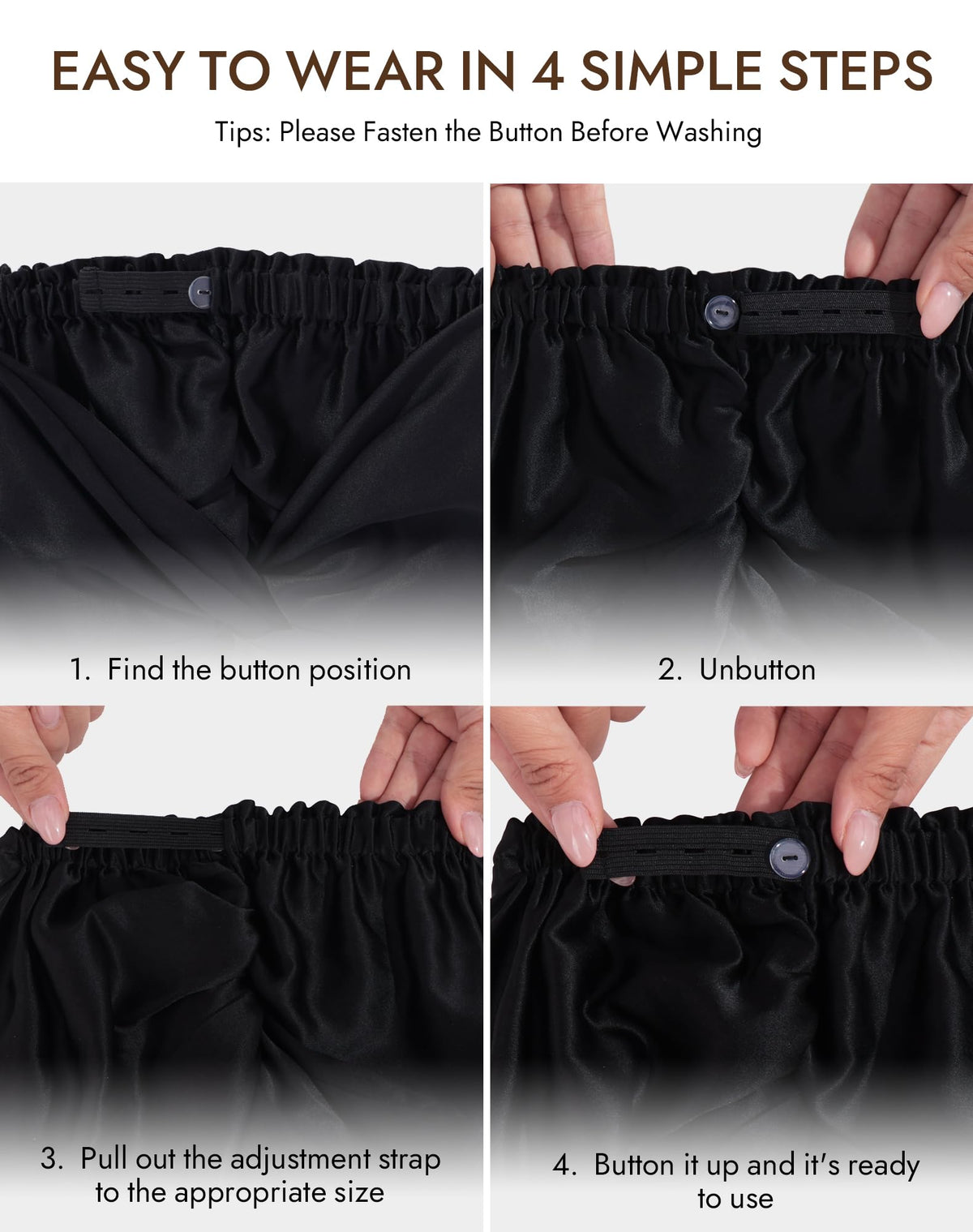 SilkSilky bonnet held in hand to show compact size and travel-friendly benefit