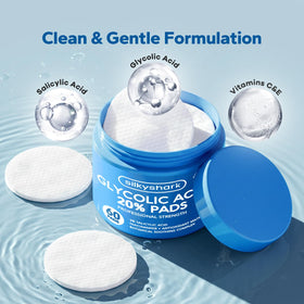 SilkyShark pad in hand demonstrating wipe-on use for fast, mess-free exfoliation