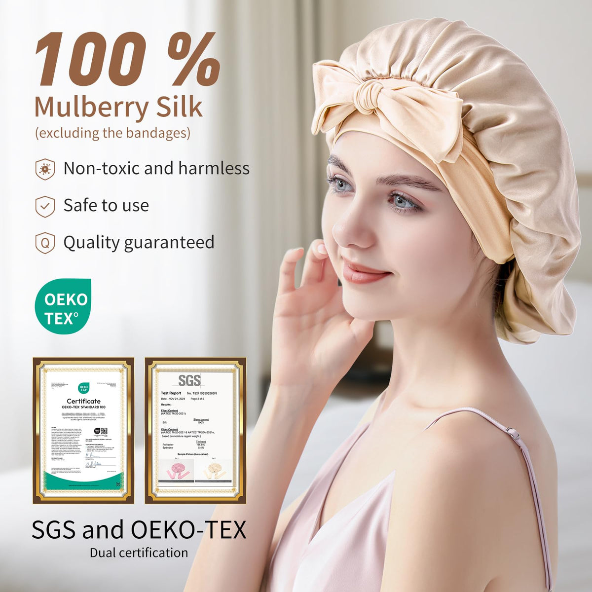 SILMANA reversible two-sided bonnet offers two elegant looks in one