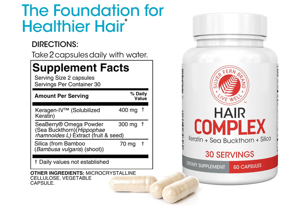Silver Fern Hair Complex powder scoop displaying texture and easy daily use benefit