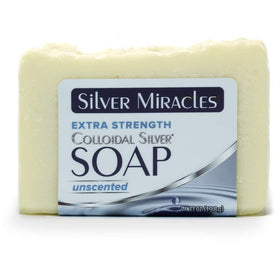 Silver Miracles front bar showing natural unscented soap for sensitive skin
