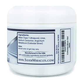 Silver Miracles gel applied to hand demonstrating soothing cooling effect