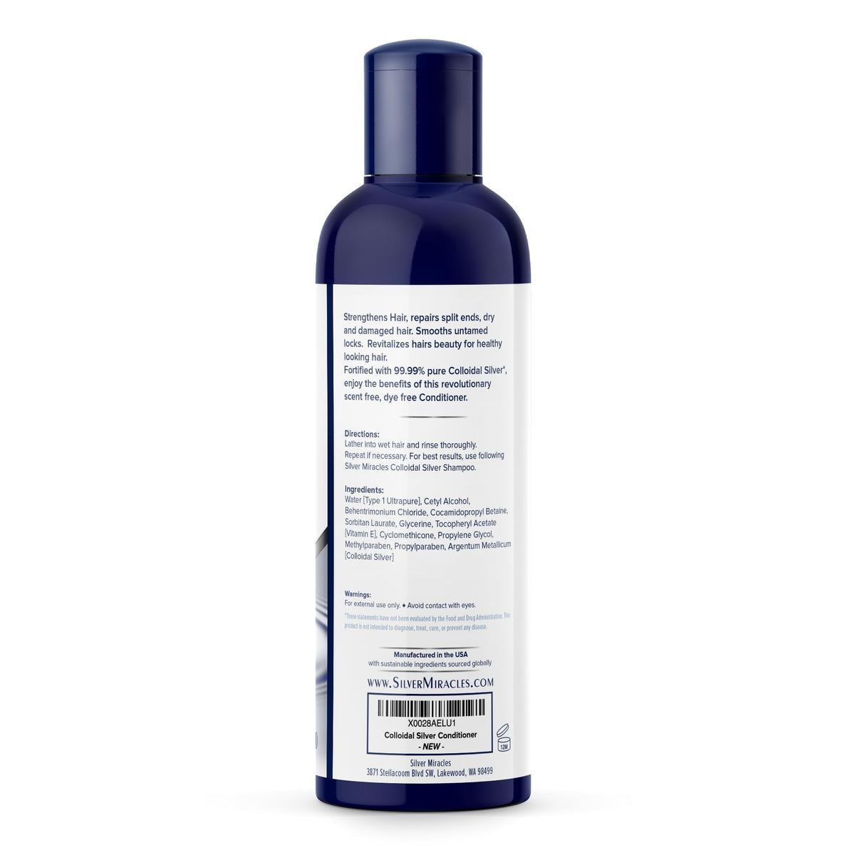 Silver Miracles conditioner texture pouring from bottle showing smooth conditioning benefit