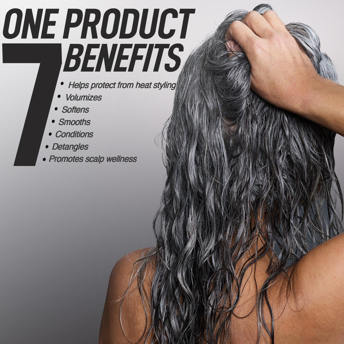Silverist applied to towel-dried hair, improves detangling and manageability