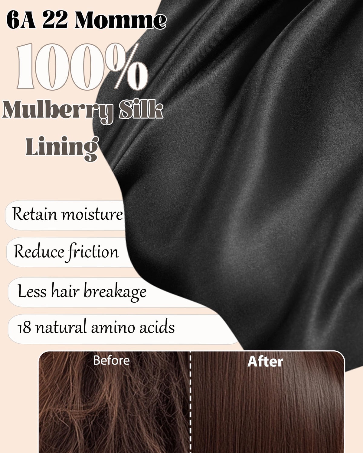 Simapu close-up of mulberry silk lining demonstrating smooth texture benefit
