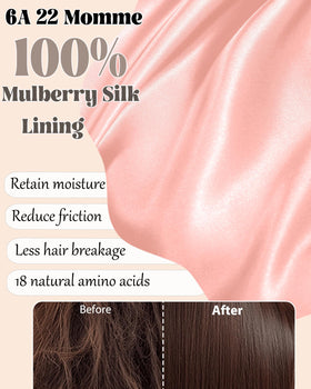 Simapu silk lining closeup revealing smooth texture that reduces friction