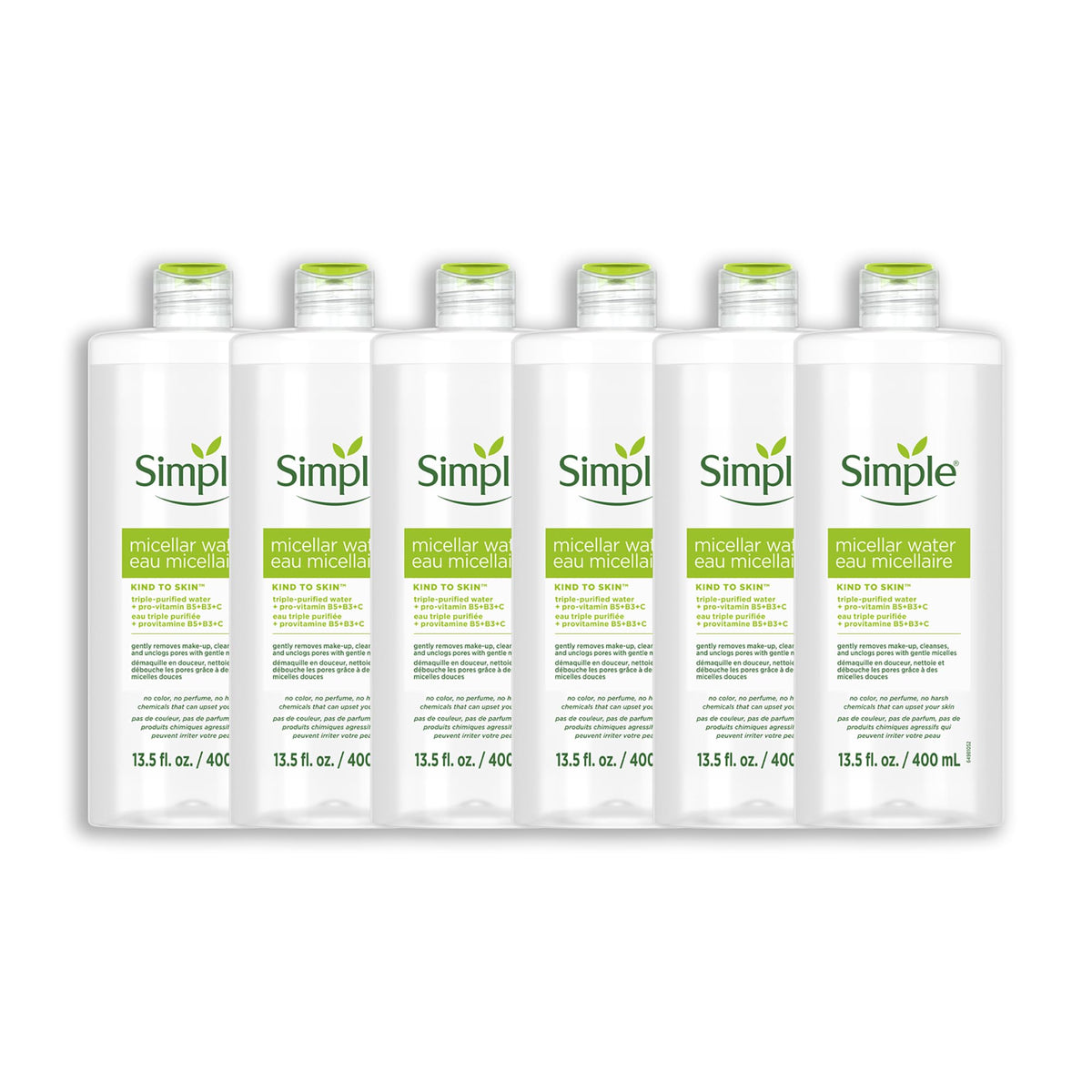 Simple front packaging showing clear bottle and label, gentle cleansing visible