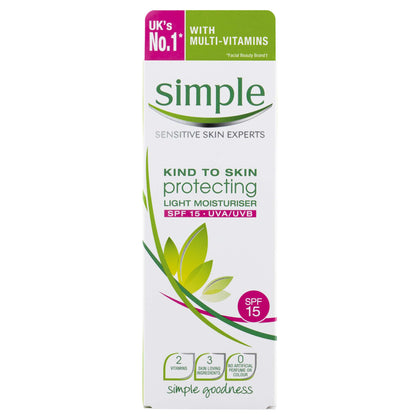 Simple front tube view showing SPF 15 label and lightweight texture benefit
