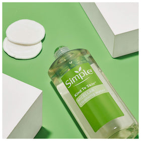 Simple micellar bottle cap detail highlighting easy-pour dispensing for mess-free use
