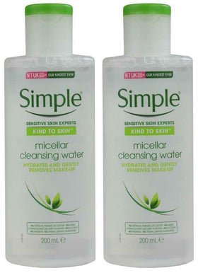 Simple micellar front packaging showing bottle for gentle makeup removal