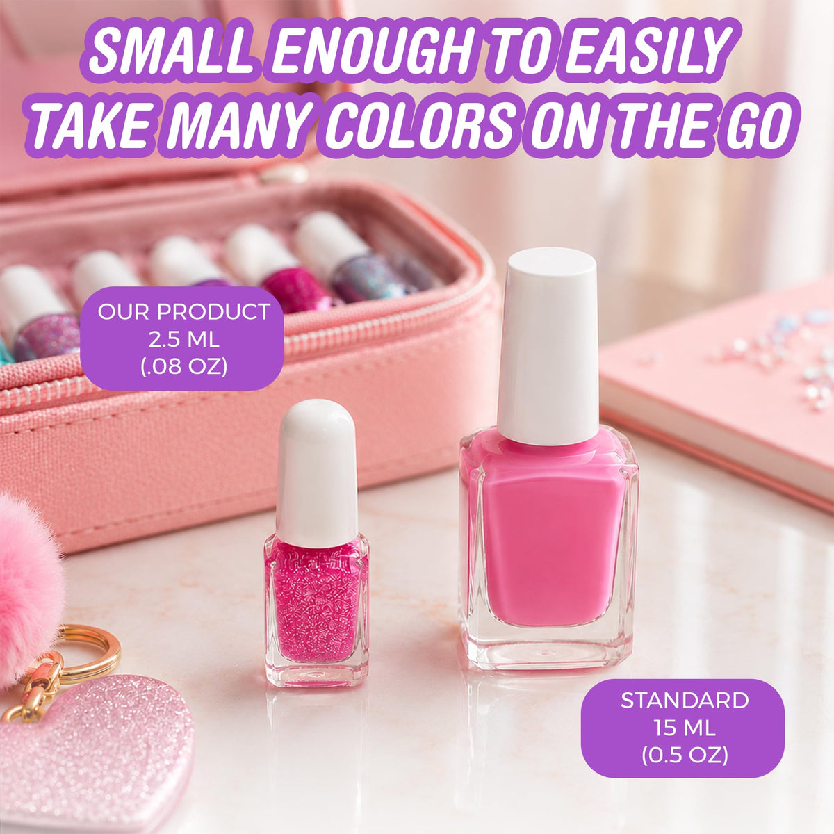 SIMPLE PLEASURES polish applied on kid nails showcasing vibrant, kid-safe finish