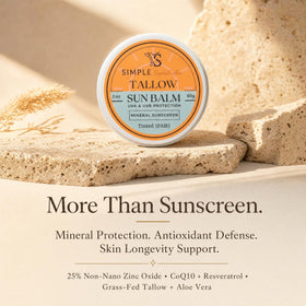 Simple Sophistication applying balm to hand to show quick-melt moisturizing benefit