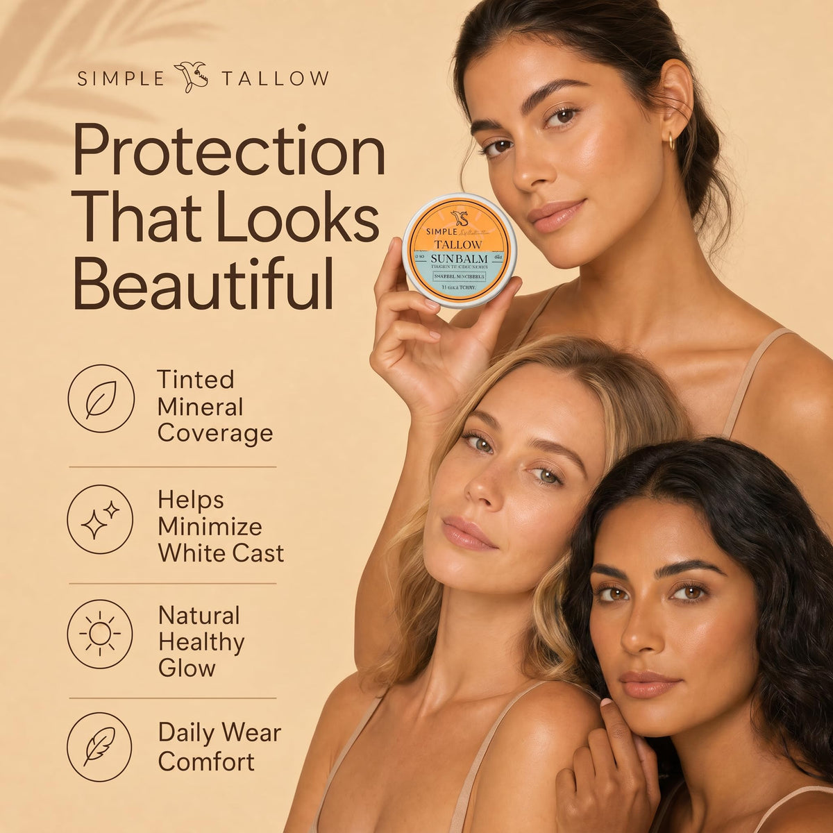 Simple Sophistication tin in a beach bag conveying reef-safe outdoor protection benefit