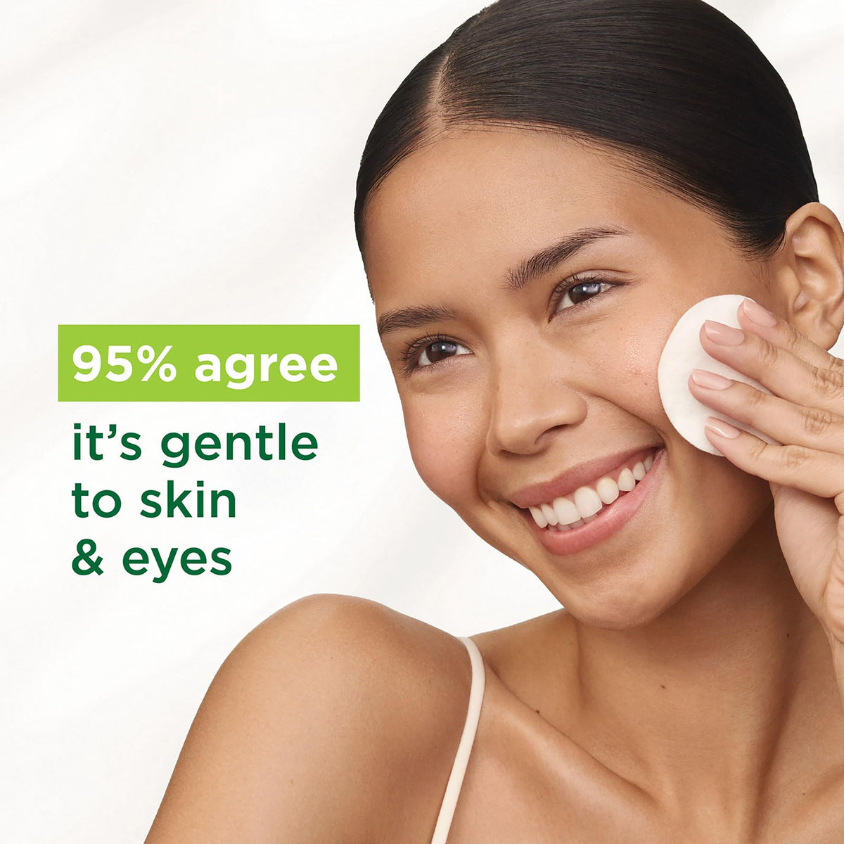 Simple product soaked on a cotton pad showing lightweight texture and ease