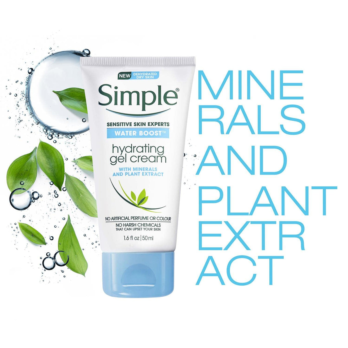 Close-up of minerals and plant extract signifying Simple Water Boost nourishment