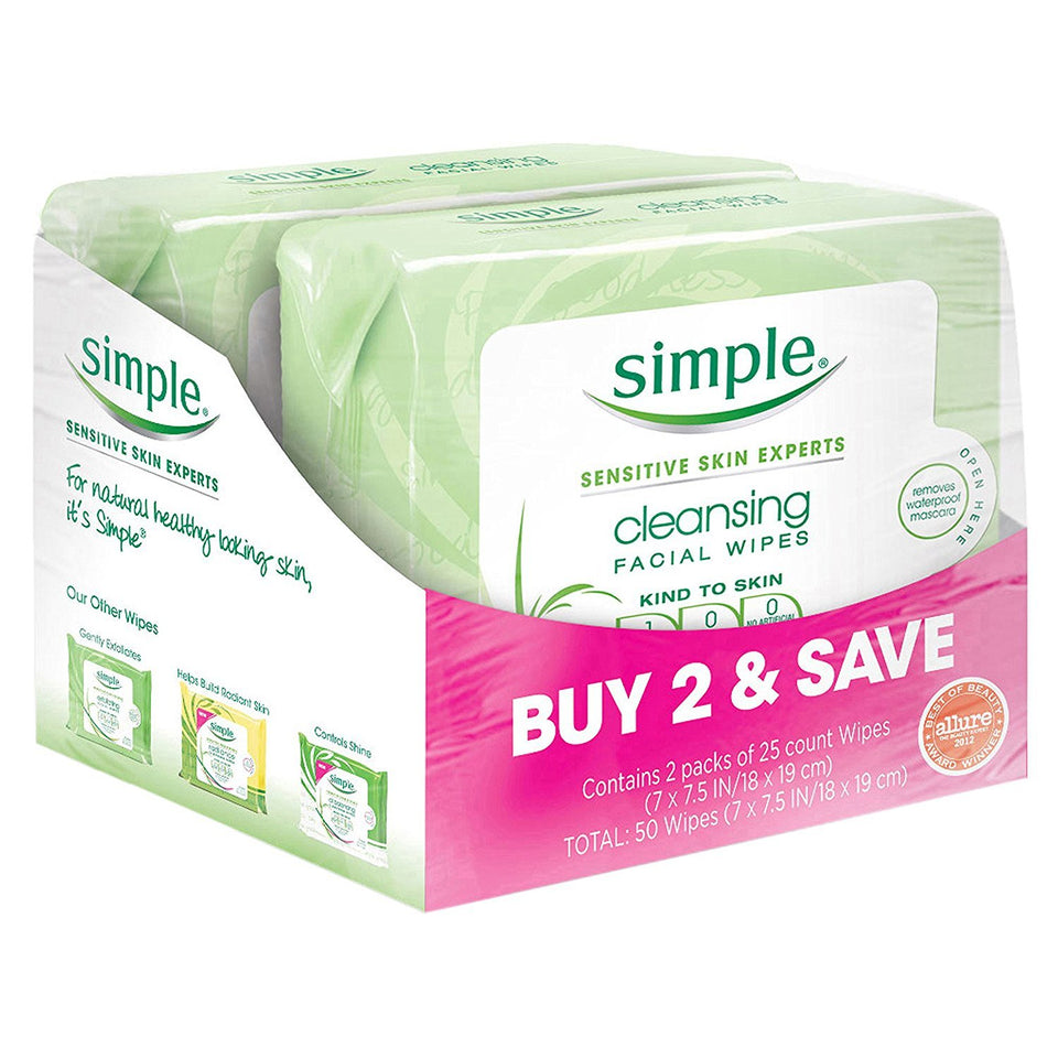 Simple front packaging twin pack showing wipes and benefits
