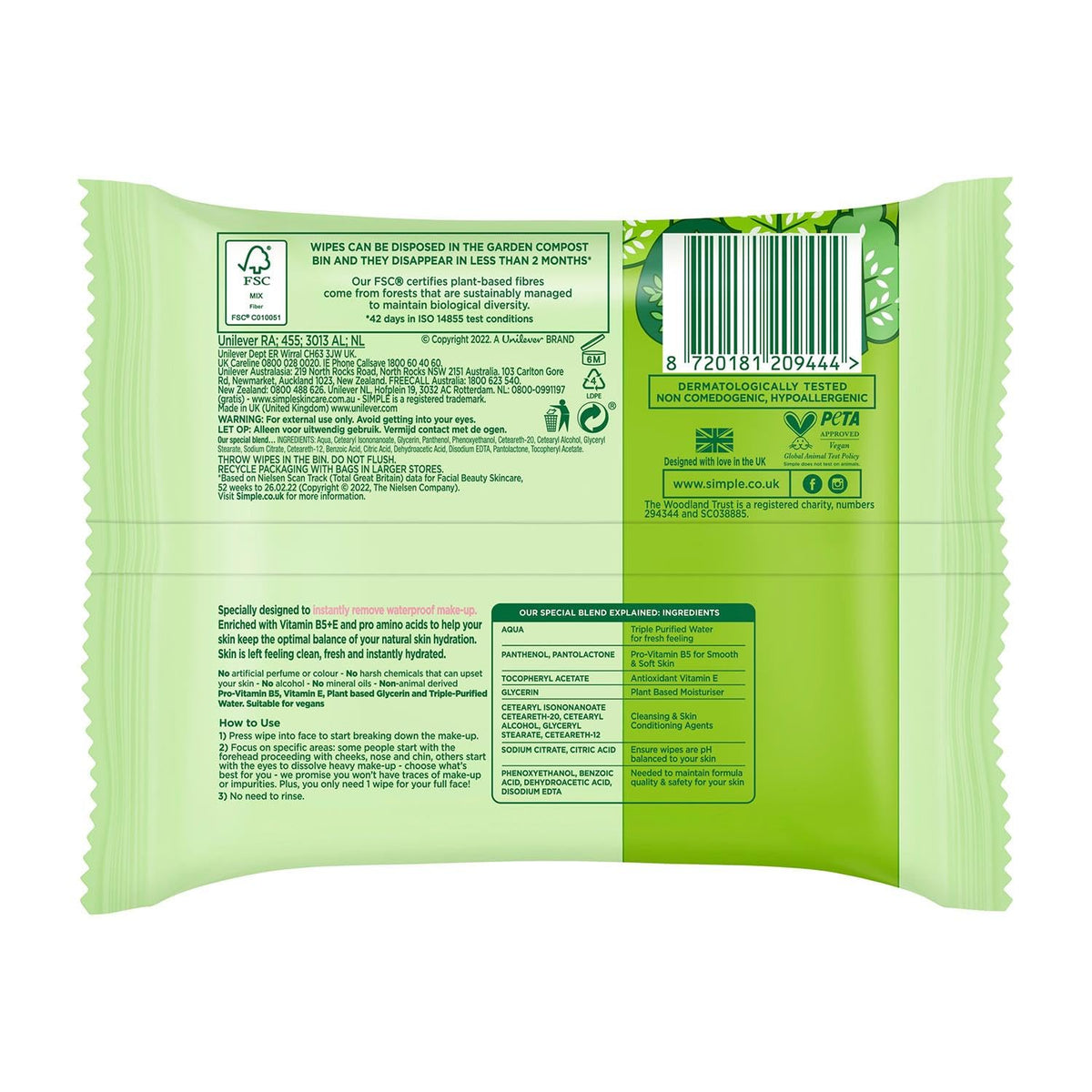 Simple single wipe pulled from pack demonstrating easy dispensing and freshness