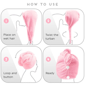 SimpleField turban in bathroom setting showing travel-friendly styling ease