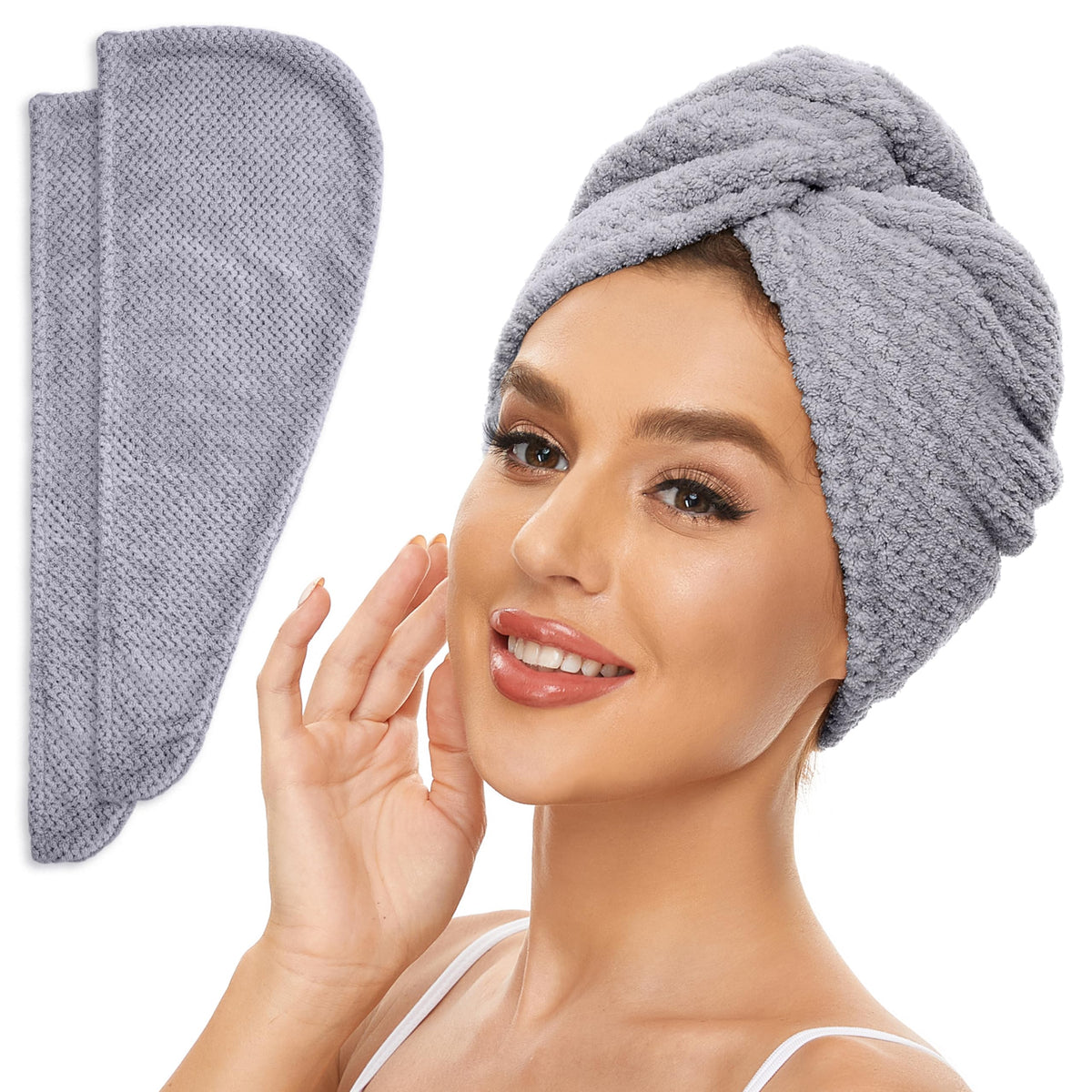 SimpleField grey turban front view showing neat fit and quick-dry benefit