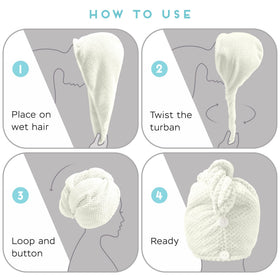 SimpleField towel wrap in bathroom with toiletries showing practical everyday benefit