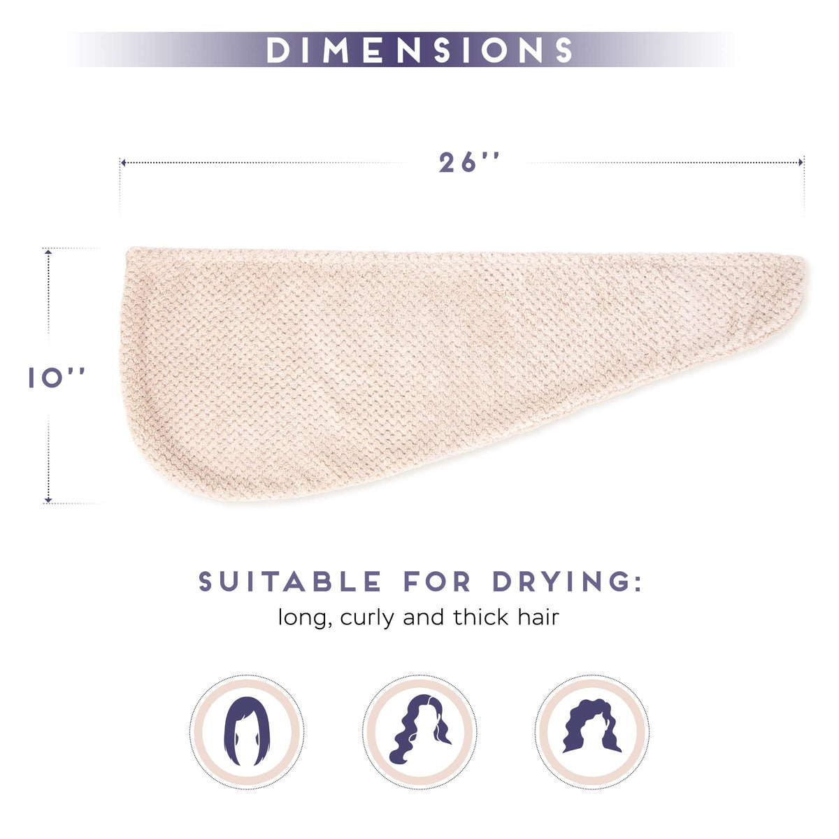 SimpleField towel on measuring tape shows 26x10-inch size for correct fit