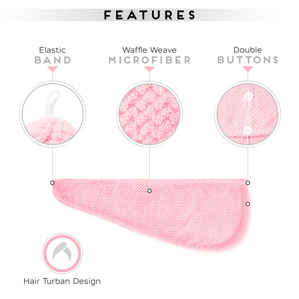 SimpleField hair wrap on model showcasing hands-free drying convenience