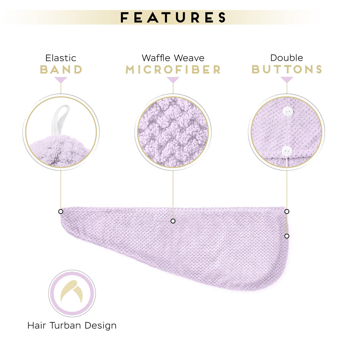 SimpleField model wrapping wet hair with turban for hands-free drying and styling convenience