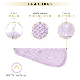 SimpleField model wrapping wet hair with turban for hands-free drying and styling convenience