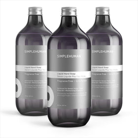 simplehuman front packaging showing three refill bottles and value