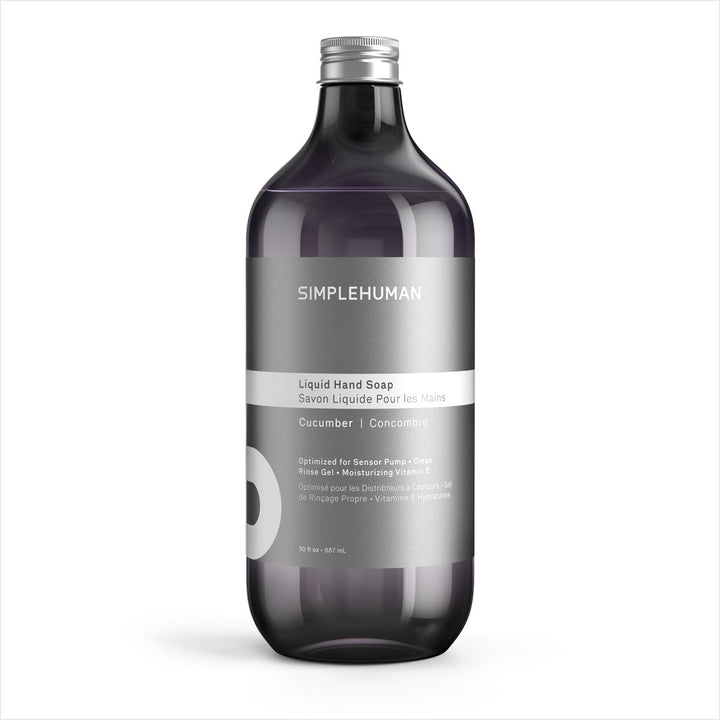 simplehuman front packaging of cucumber refill showing bottle and label for easy identification