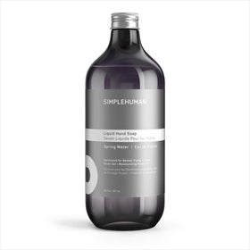 simplehuman front packaging showing fresh spring water refill and volume benefit