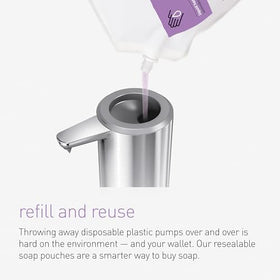 simplehuman screw-top cap detail, resealable and recyclable convenience
