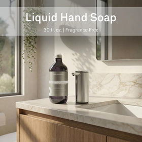 simplehuman pump dispense close-up demonstrating drip-free, reliable use