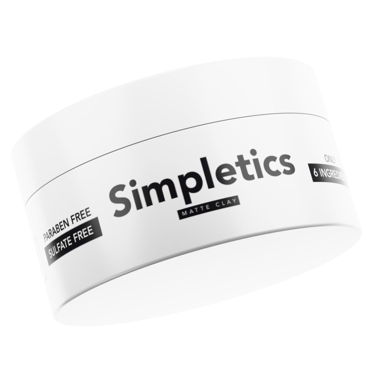 Simpletics jar front view showing vanilla scent and matte packaging for clear purchase decision