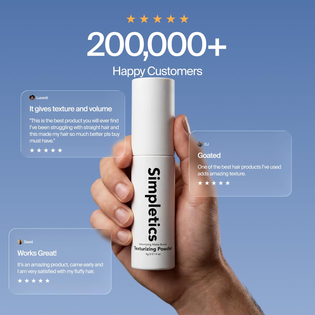 Fingertips with Simpletics powder demonstrating targeted root application for quick lift
