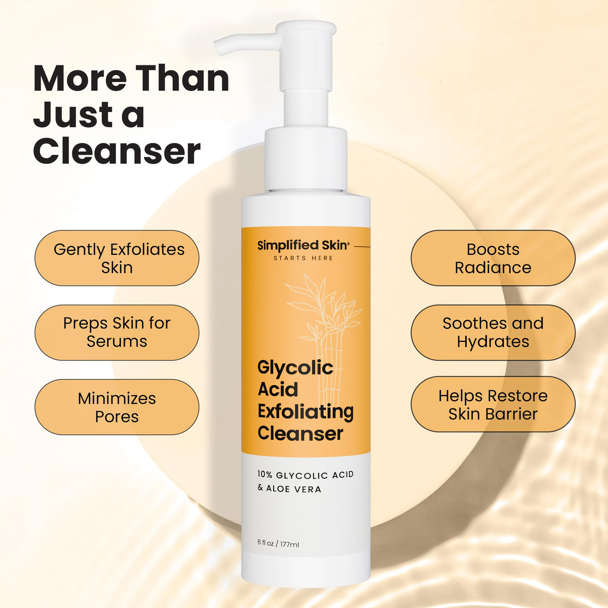 Simplified Skin back label close-up showing ingredients and clean formula