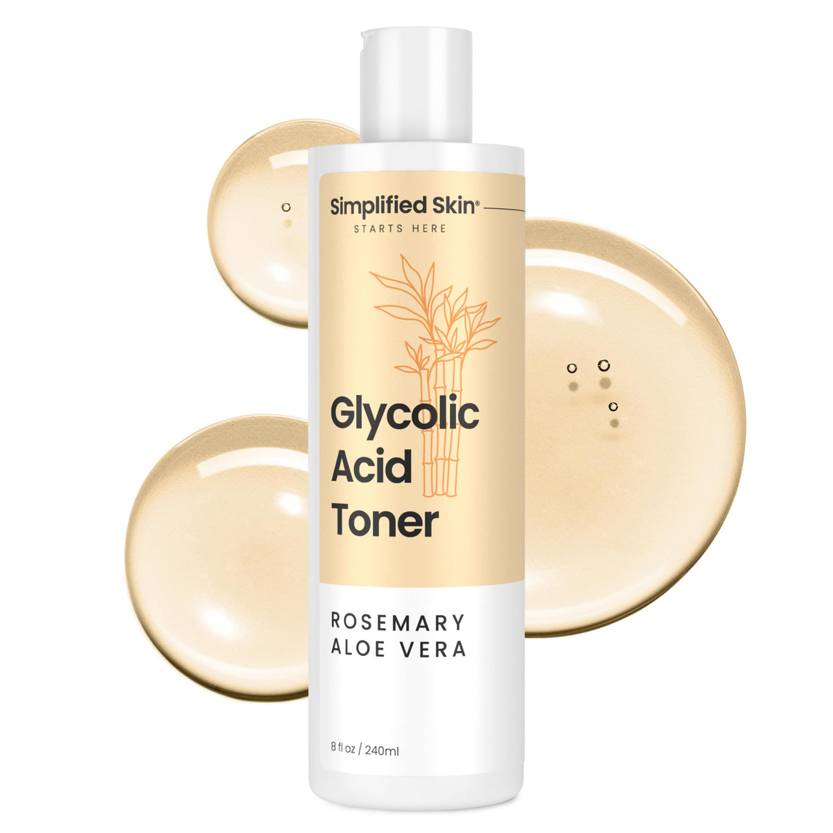 Simplified Skin front bottle view showing product label and benefit of exfoliation