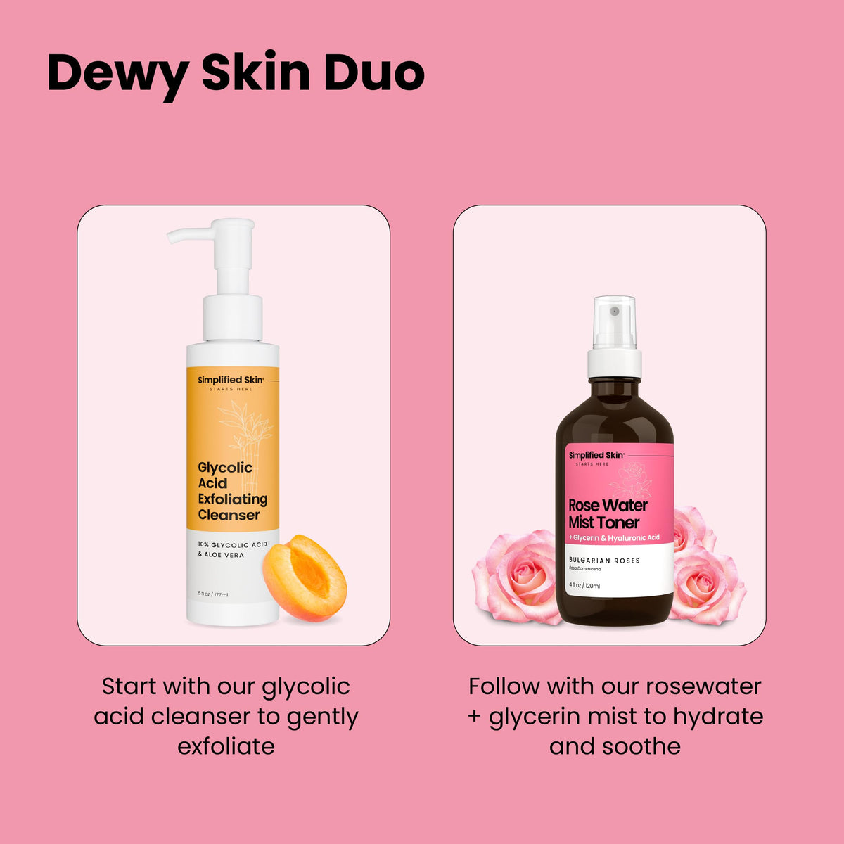 Simplified Skin misting hair mid-lengths to reduce frizz and add shine