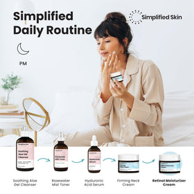 Simplified Skin in bathroom setting illustrating nightly skincare ritual