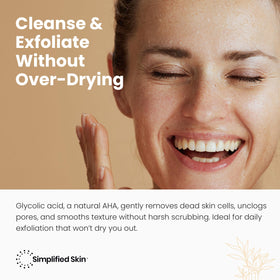 Simplified Skin pump dispensing foamy lather for easy daily exfoliation