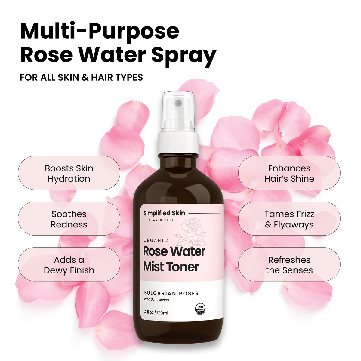 Simplified Skin label detail highlighting USDA organic certification and gentle formulation benefit