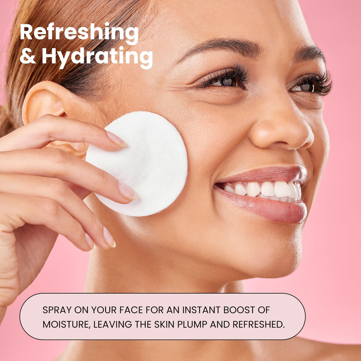 Simplified Skin bottle on vanity with makeup to set and hydrate skin