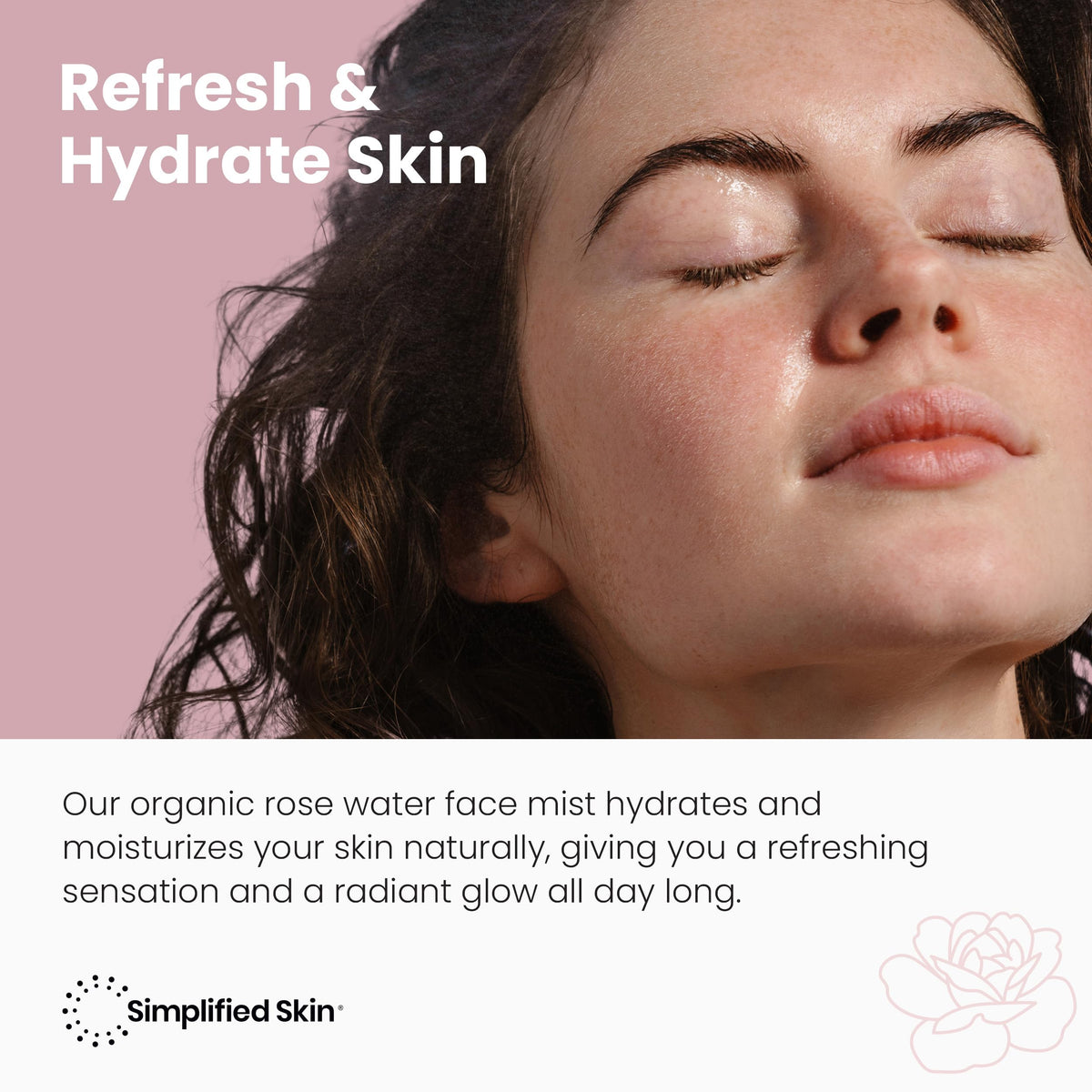 Simplified Skin droplet texture of rose water showing lightweight hydration