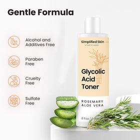 Simplified Skin toner on cotton pad used on face showing effective exfoliation