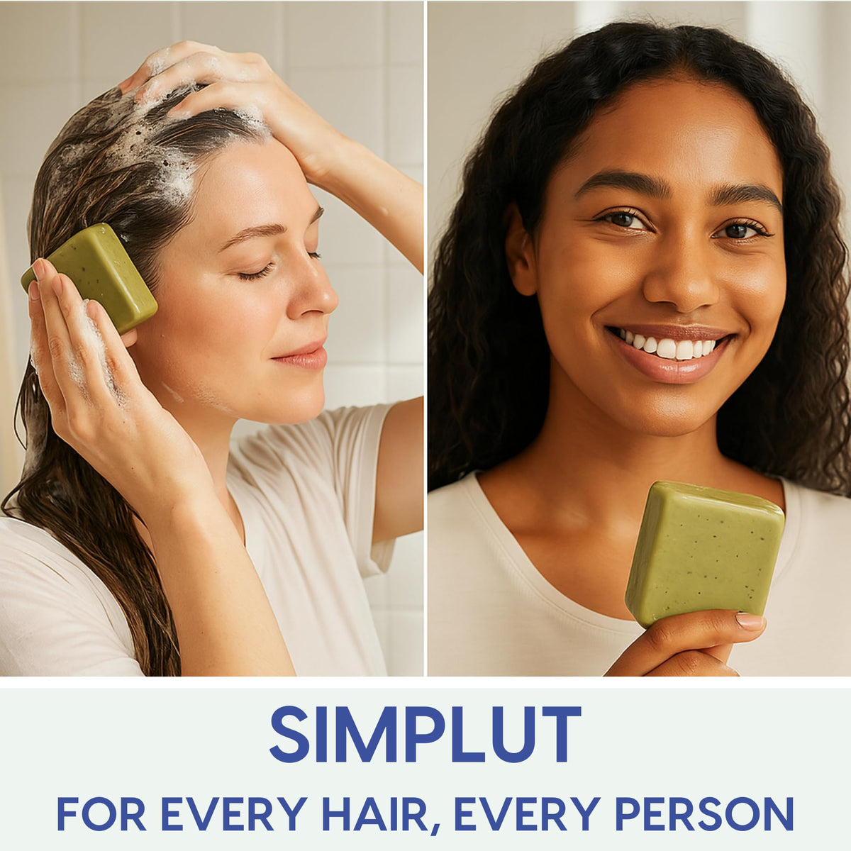 SIMPLUT shampoo bar close-up texture producing creamy lather for efficient cleansing