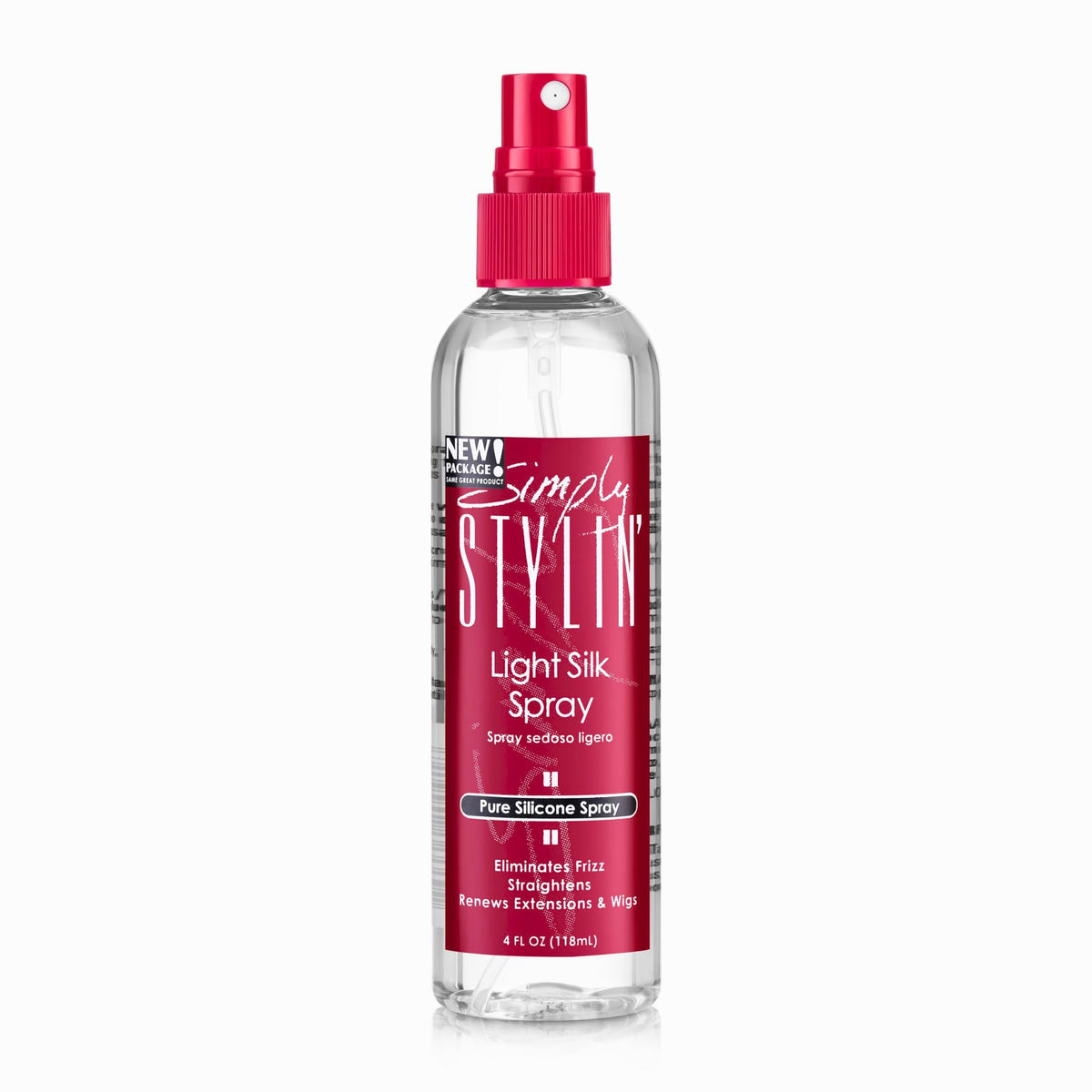 Simply Stylin' front bottle showing sleek design and travel-friendly size for easy styling